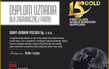 Saint-Gobain Glassolutions liderem w plebiscycie „Złota 15” Stolarki VIP